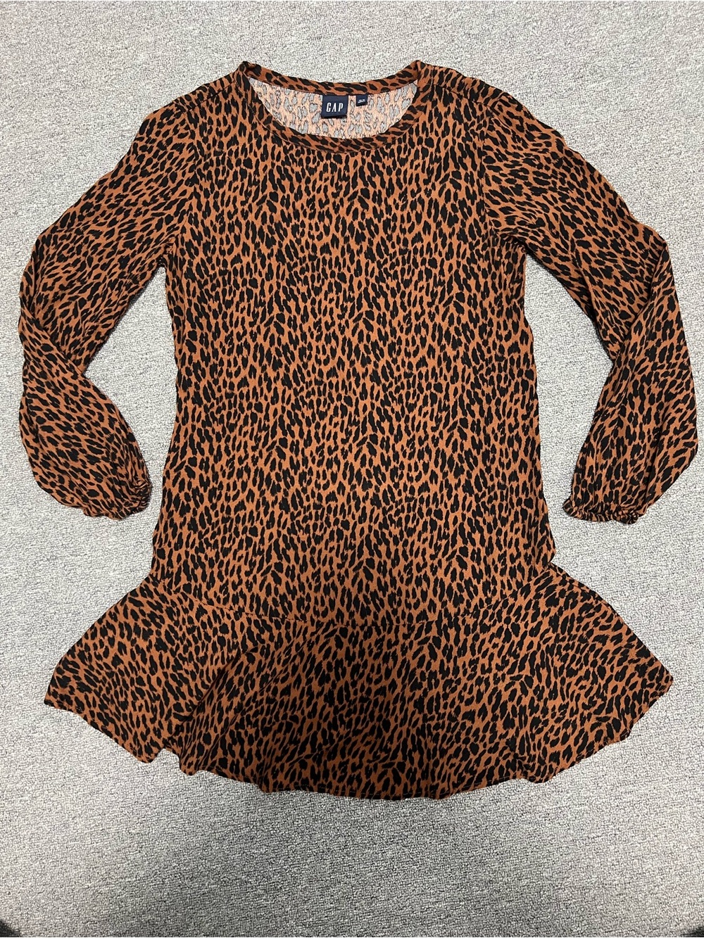 GAP Leopard Print Long Sleeve Dress - Rust and Black